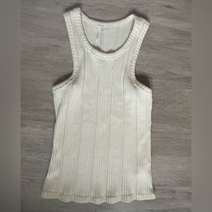Cream beige Ribbed knit sleveless tank